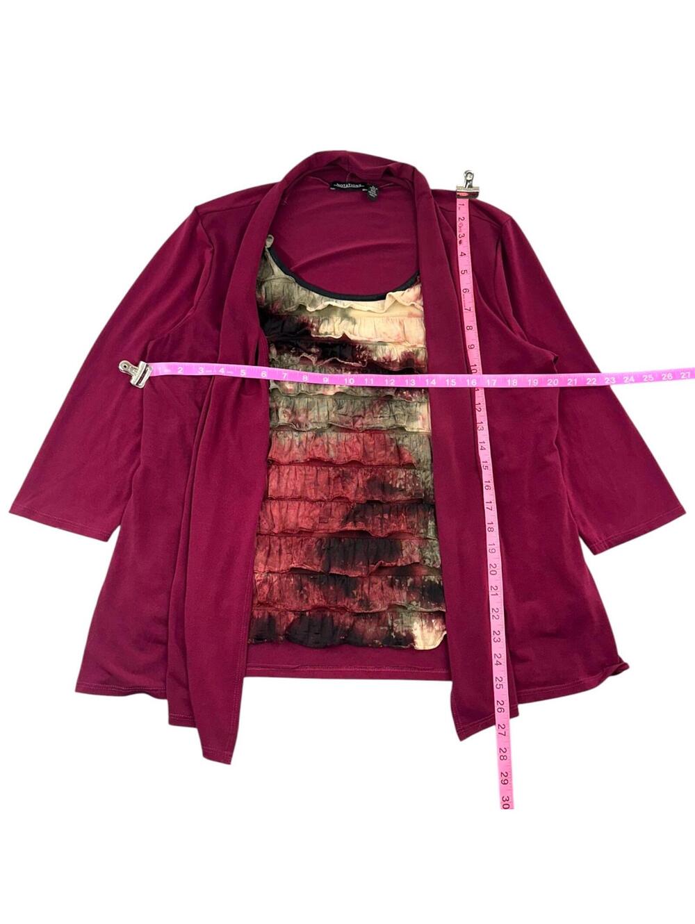 Notations Magenta Cardigan & Ruffled Abstract Layered Set - Picture 7 of 7